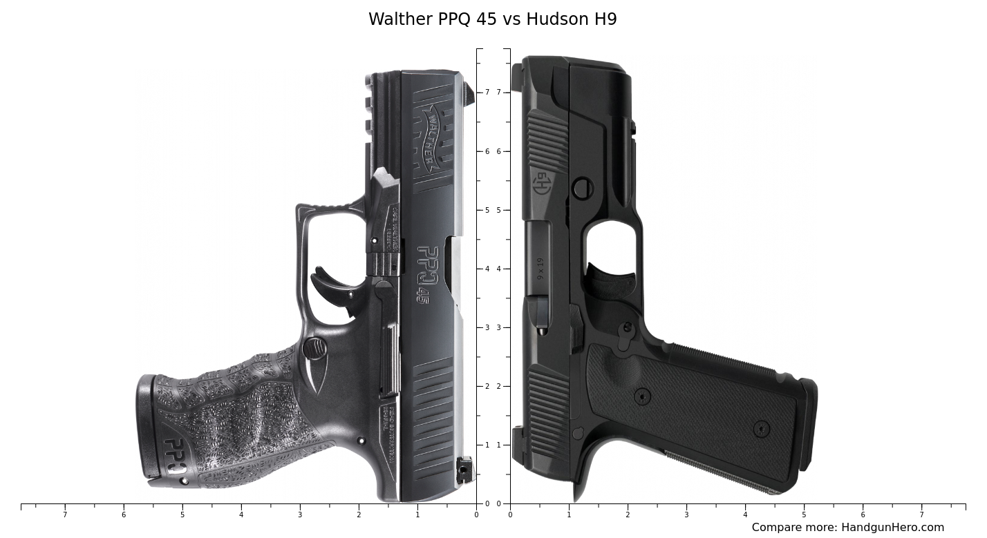 Walther Ppq Vs Hudson H Size Comparison Handgun Hero