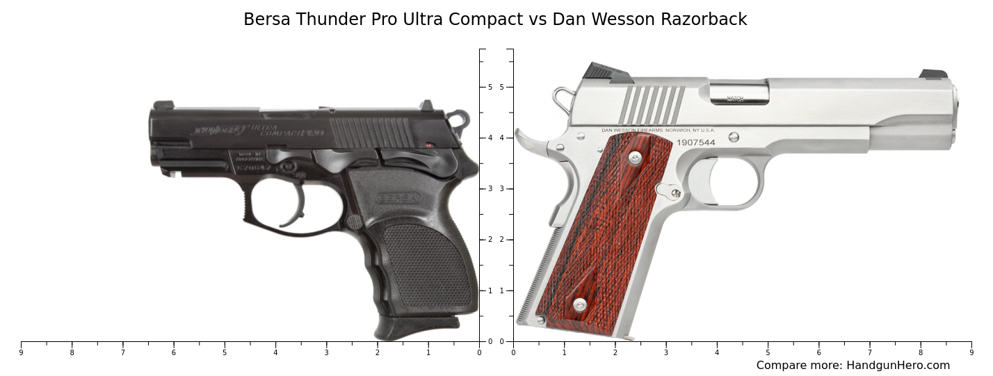 Bersa Thunder Pro Ultra Compact Vs Dan Wesson Razorback Size Comparison