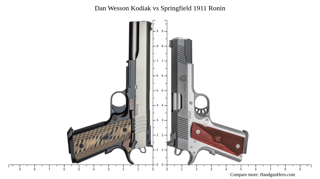 Dan Wesson Kodiak Vs Springfield Ronin Size Comparison Handgun Hero