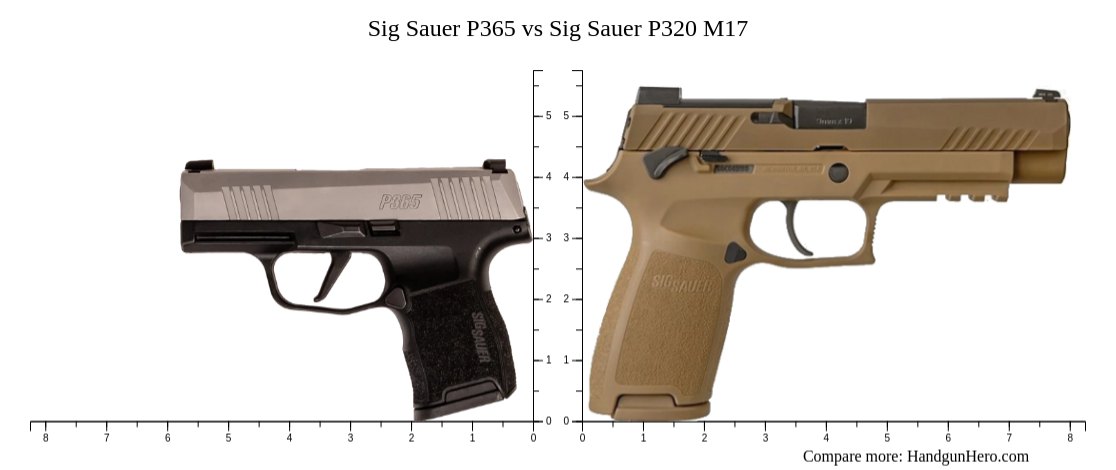 Sig Sauer P365 Vs Sig Sauer P320 M17 Size Comparison Handgun Hero