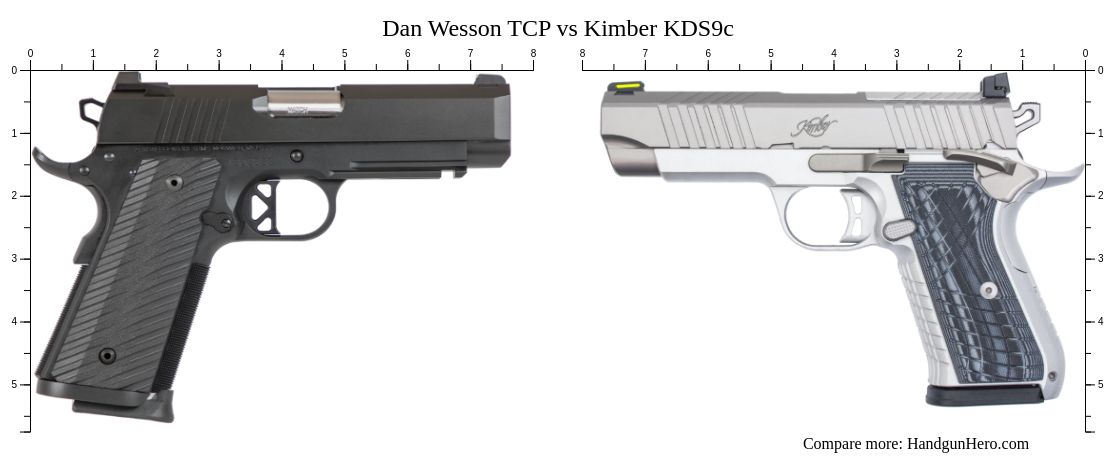 Dan Wesson TCP vs Kimber KDS9c size comparison | Handgun Hero