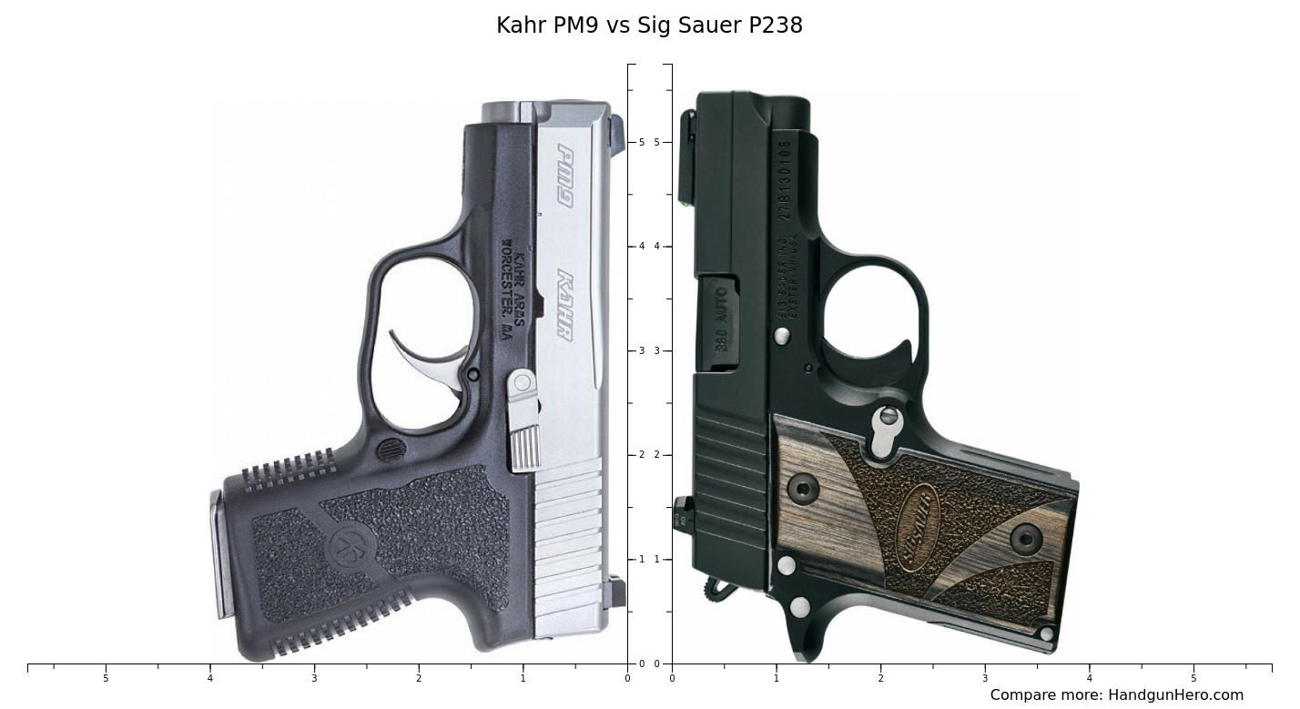 Kahr PM9 vs Sig Sauer P238 size comparison | Handgun Hero