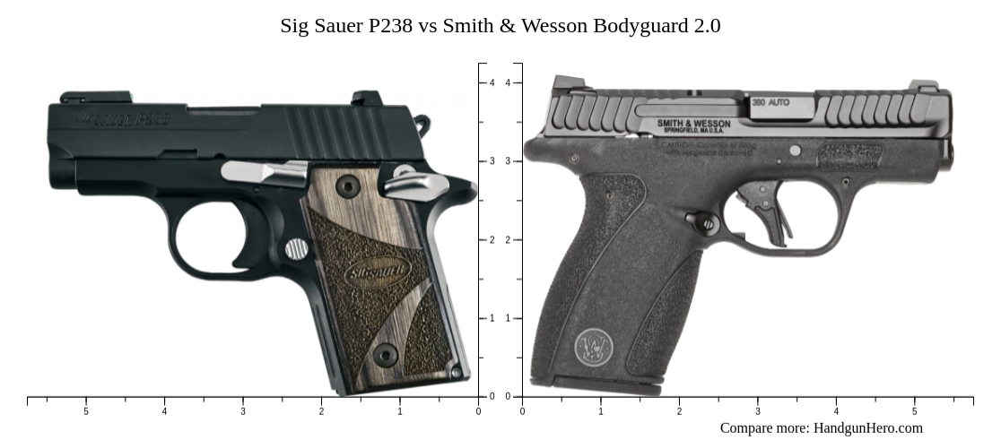 Sig Sauer P238 vs Smith & Wesson Bodyguard 2.0 size comparison ...