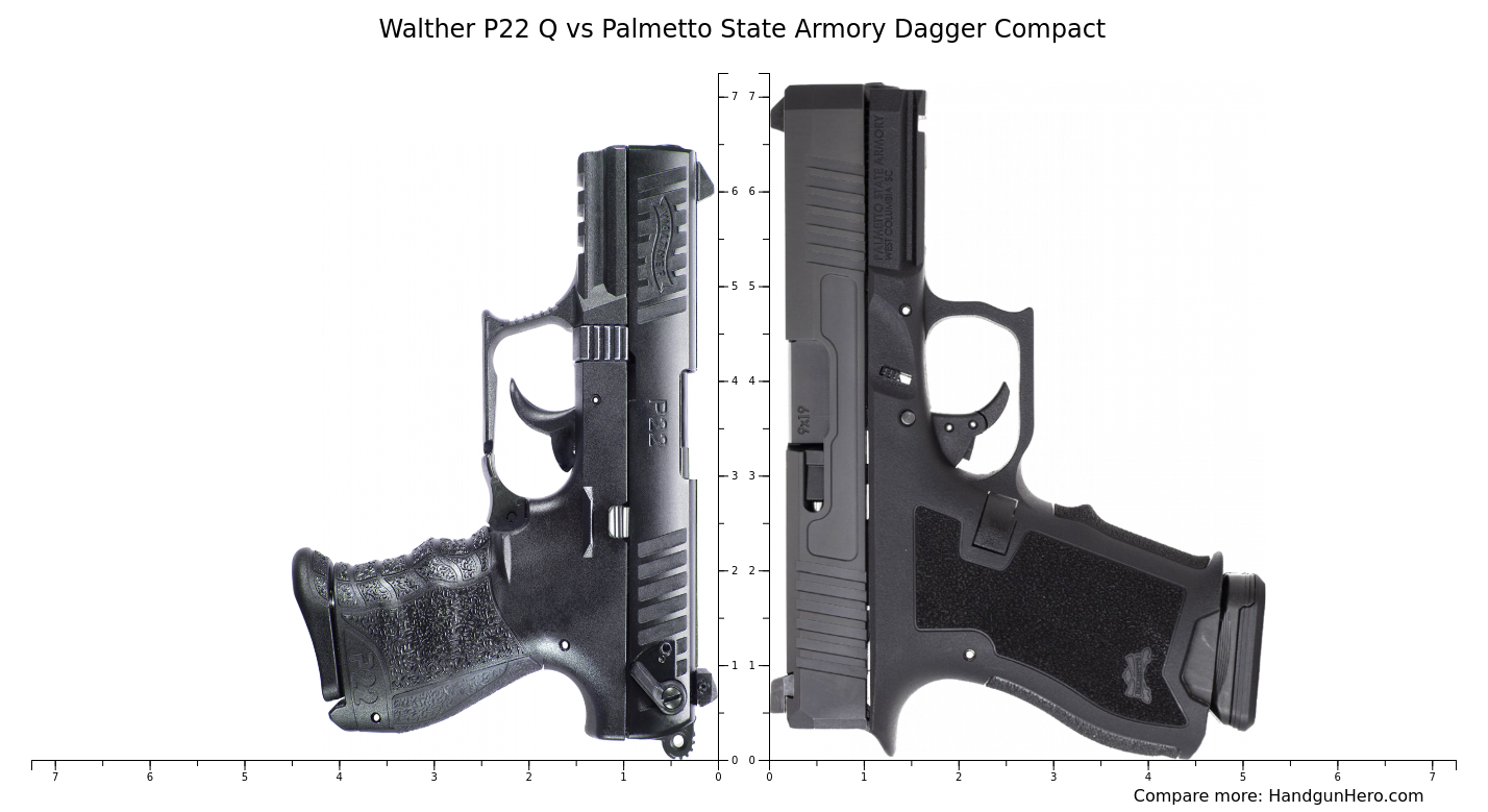 Walther P22 Q Vs Palmetto State Armory Dagger Compact Size Comparison