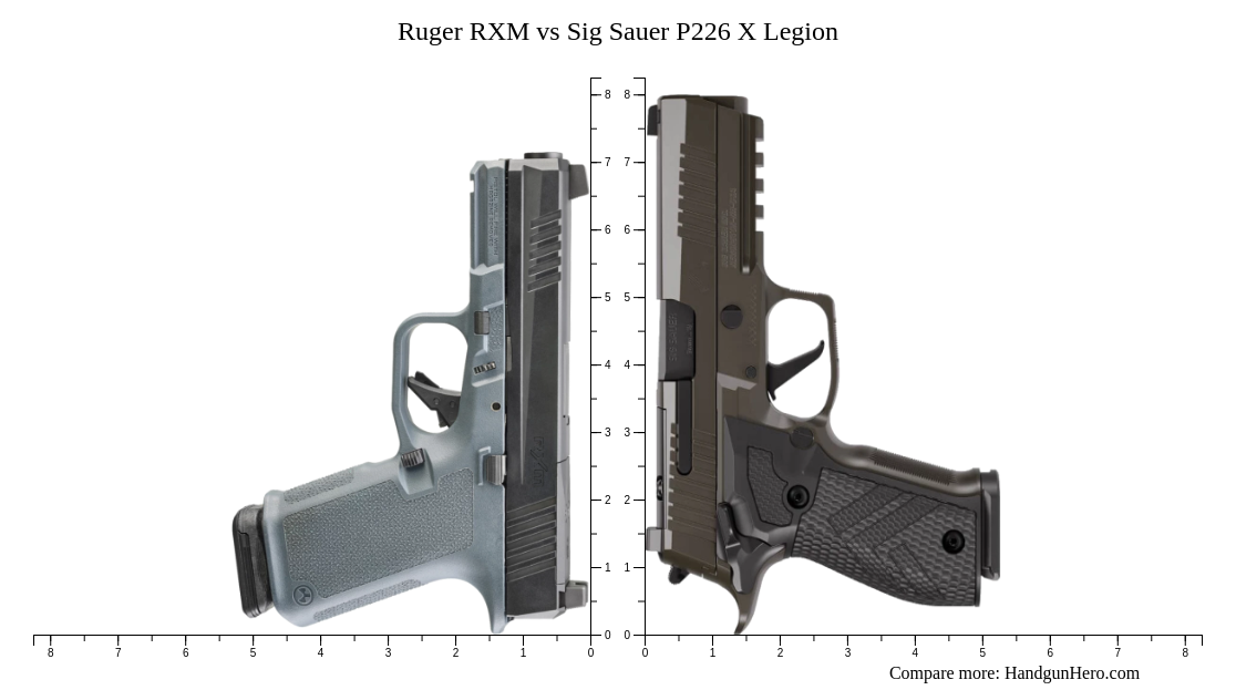 Pink Rxm Ruger RXM vs Sig Sauer P226 X Legion size comparison | Handgun Hero