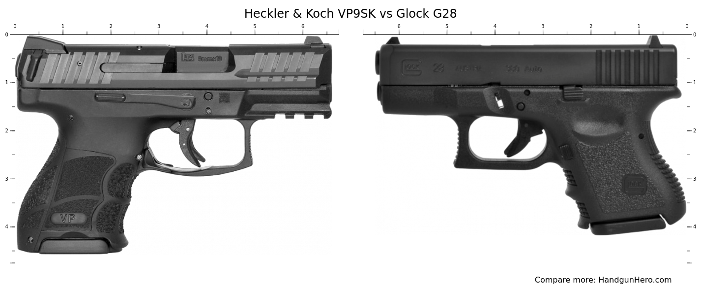 Heckler & Koch VP9SK vs Glock G28 size comparison Handgun Hero