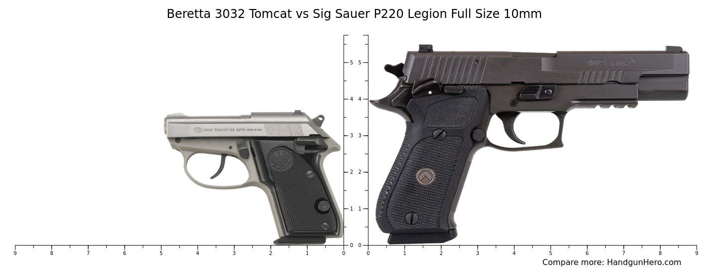 Beretta 3032 Tomcat vs Sig Sauer P220 Legion Full Size 10mm size ...