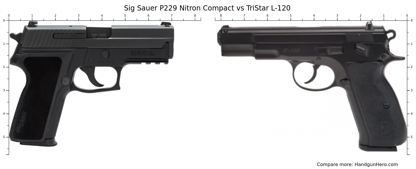 Sig Sauer P229 Nitron Compact Vs TriStar L 120 Size Comparison Handgun Hero