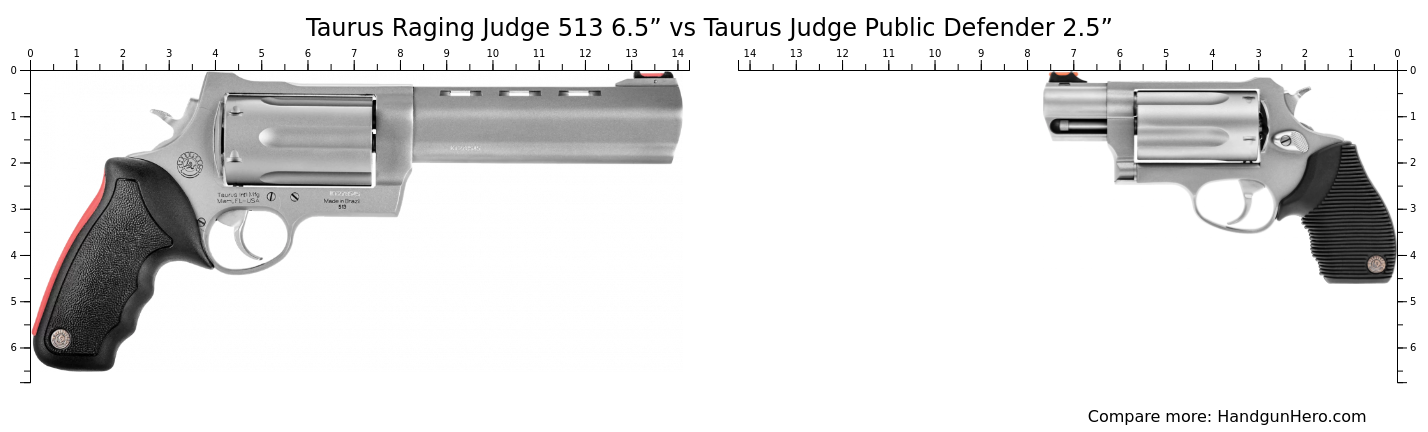 Taurus Raging Judge 513 6.5” vs Taurus Judge Public Defender 2.5” size ...
