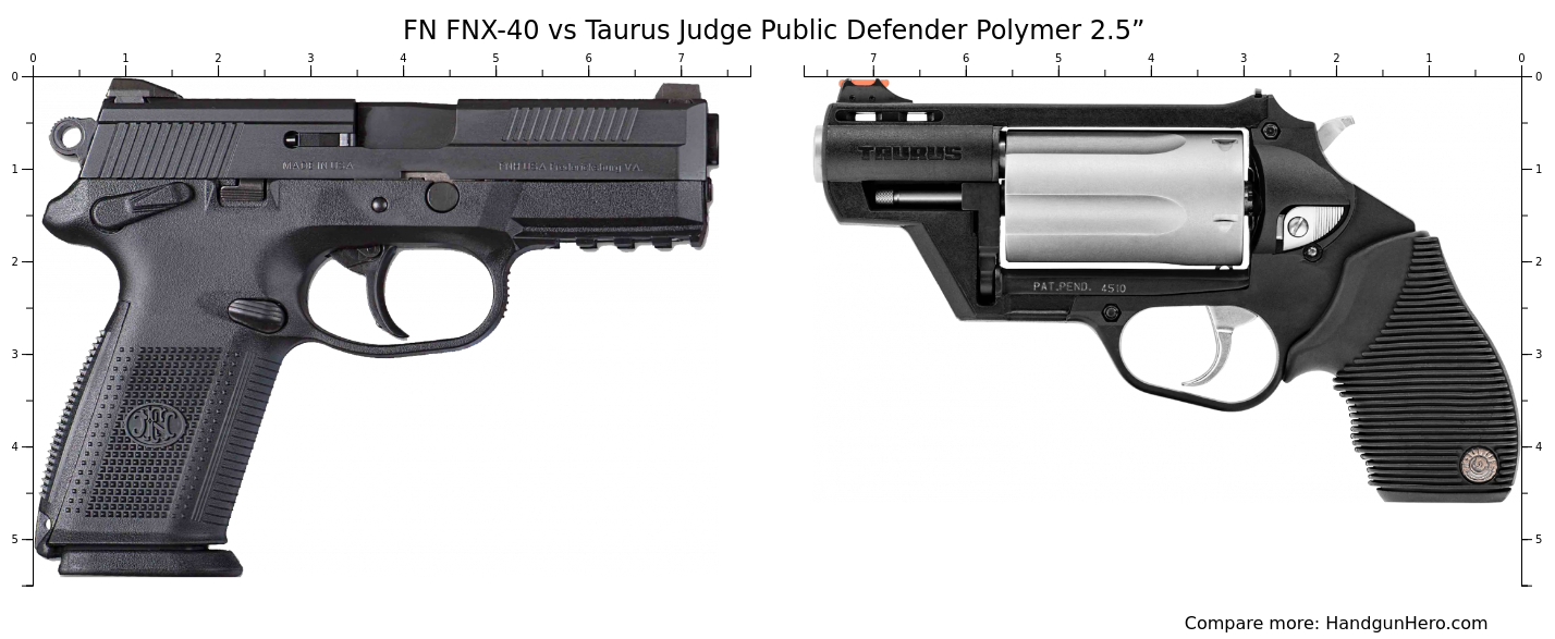 FN FNX-40 vs Taurus Judge Public Defender Polymer 2.5” size comparison ...