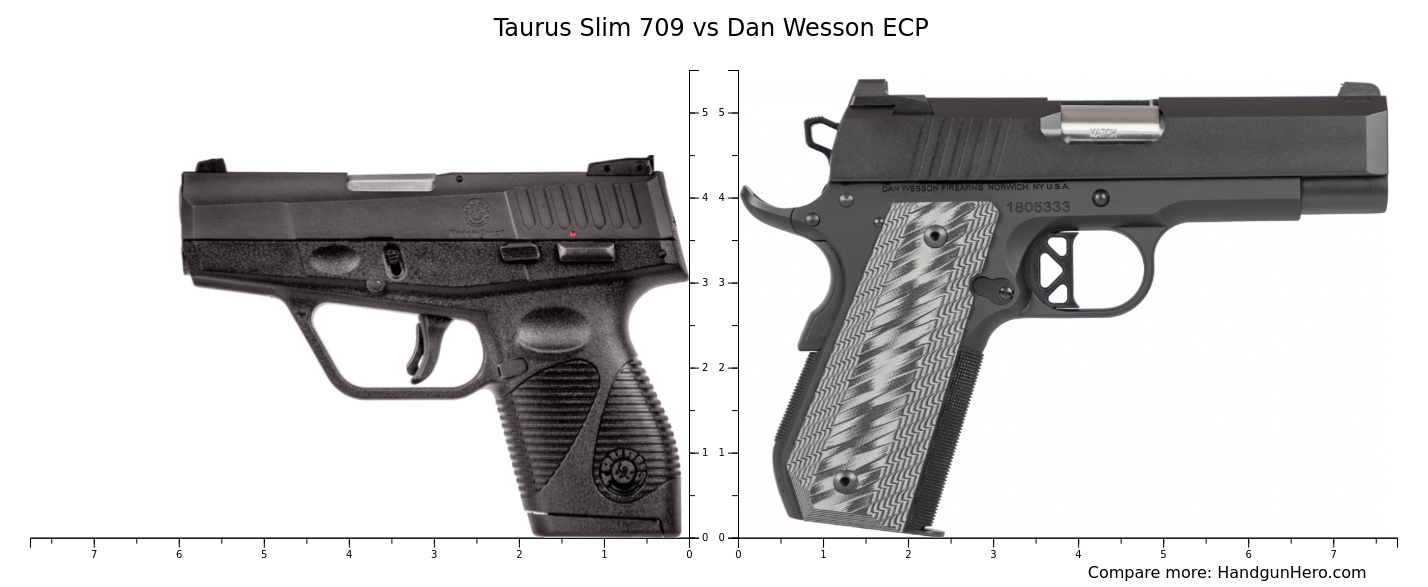 Taurus Slim 709 vs Dan Wesson ECP size comparison | Handgun Hero