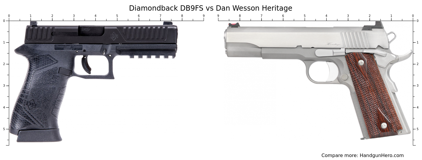 Diamondback DB9FS vs Dan Wesson Heritage size comparison | Handgun Hero
