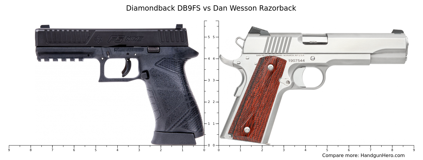 Diamondback DB9FS vs Dan Wesson Razorback size comparison | Handgun Hero