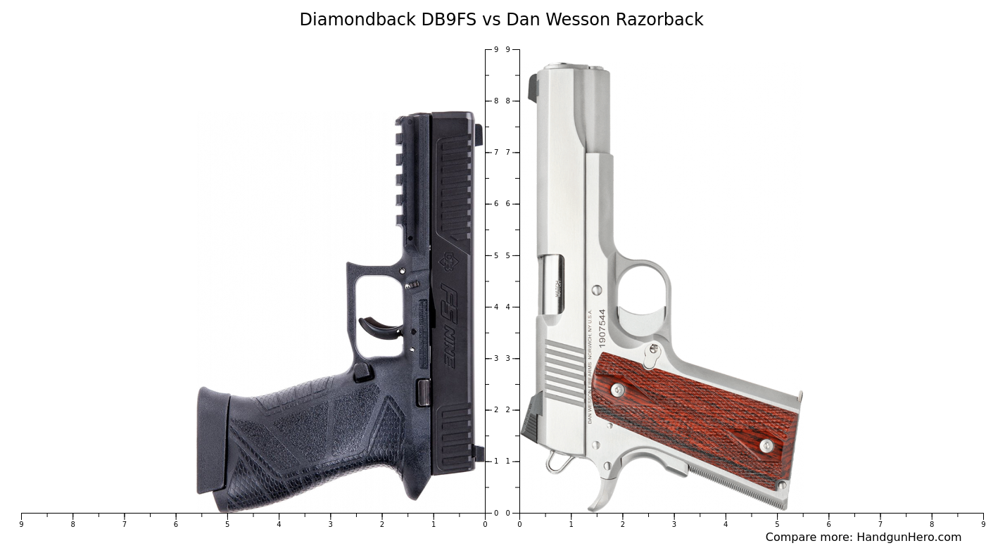 Diamondback DB9FS vs Dan Wesson Razorback size comparison | Handgun Hero