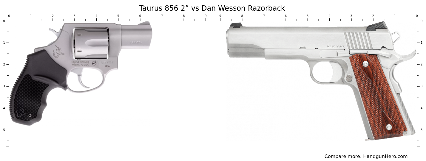 Taurus 856 2” vs Dan Wesson Razorback size comparison | Handgun Hero