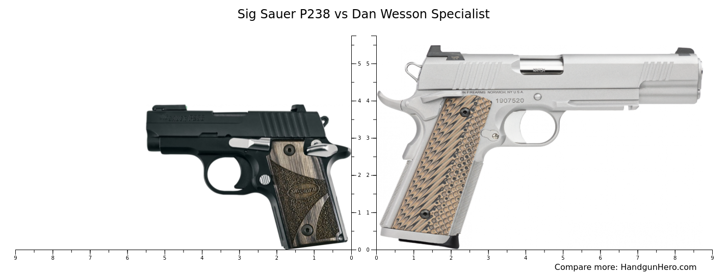 Sig Sauer P238 vs Dan Wesson Specialist size comparison | Handgun Hero