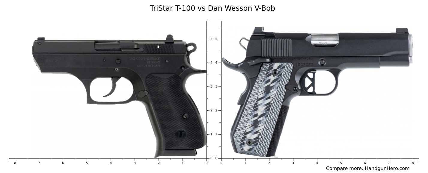 TriStar T100 vs Dan Wesson VBob size comparison Handgun Hero