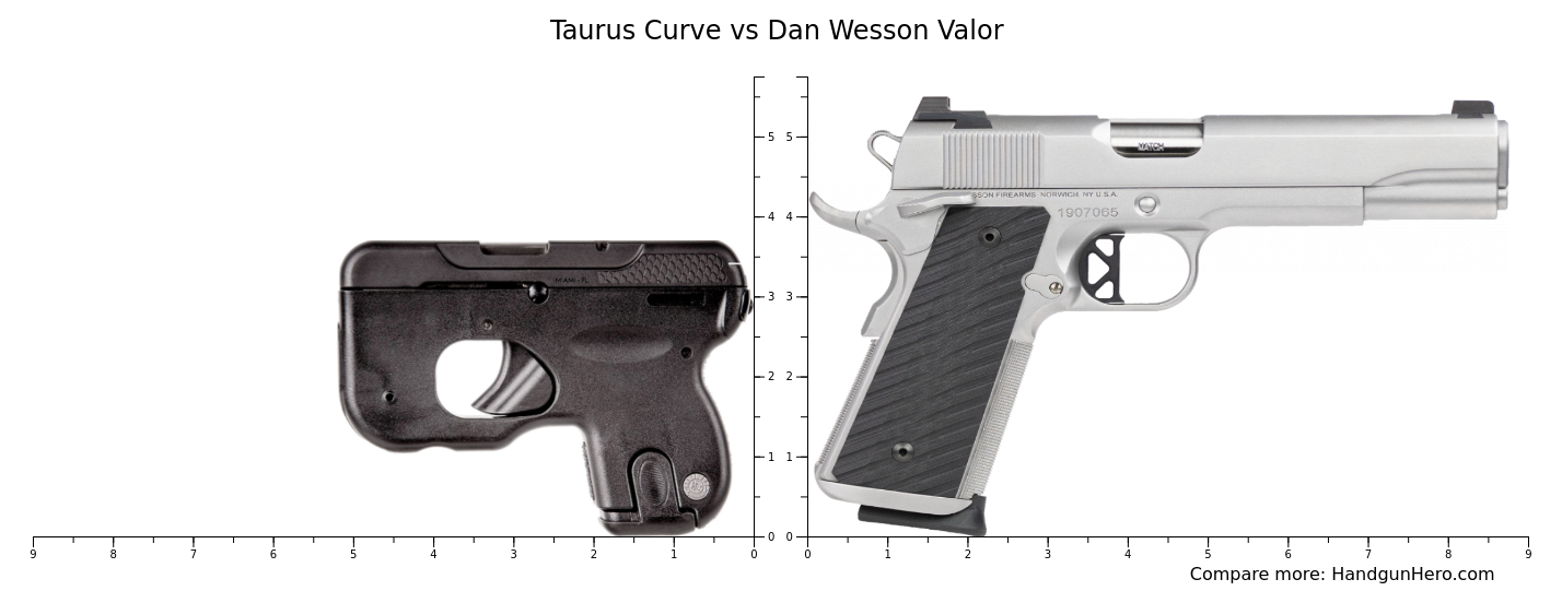 Taurus Curve vs Dan Wesson Valor size comparison | Handgun Hero