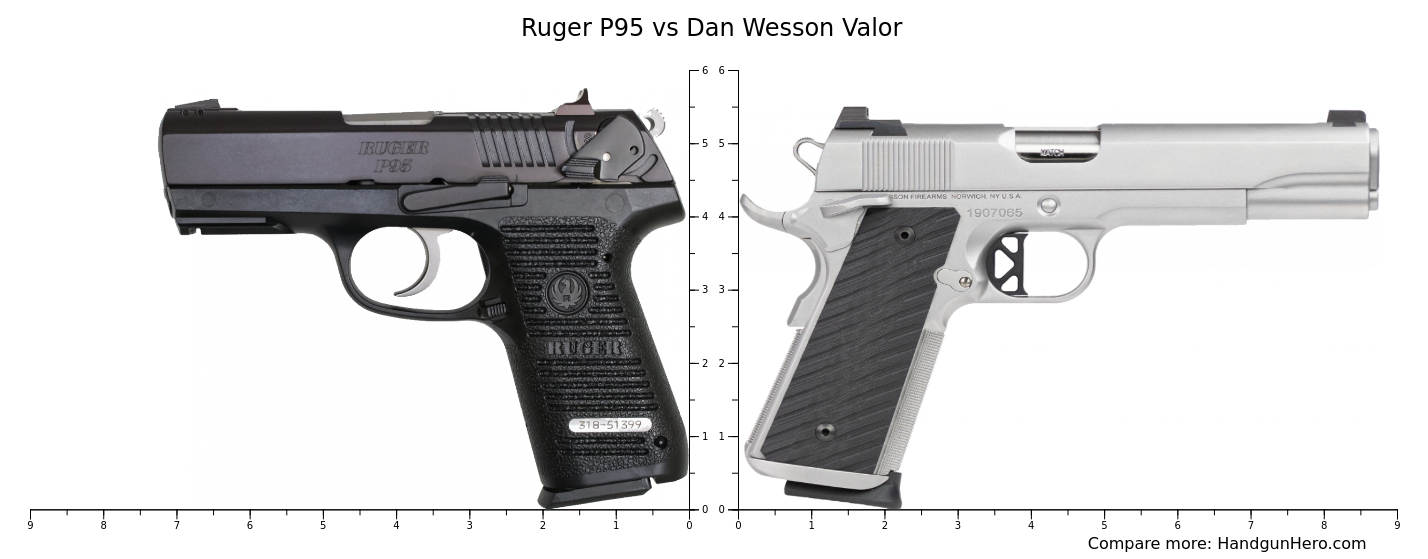 Ruger P95 vs Dan Wesson Valor size comparison | Handgun Hero