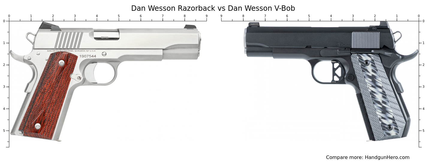 Dan Wesson Razorback vs Dan Wesson V-Bob size comparison | Handgun Hero