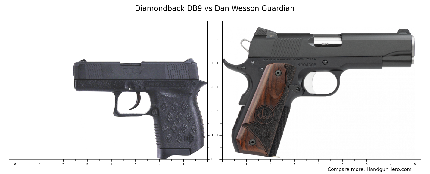 Diamondback DB9 vs Dan Wesson Guardian size comparison | Handgun Hero