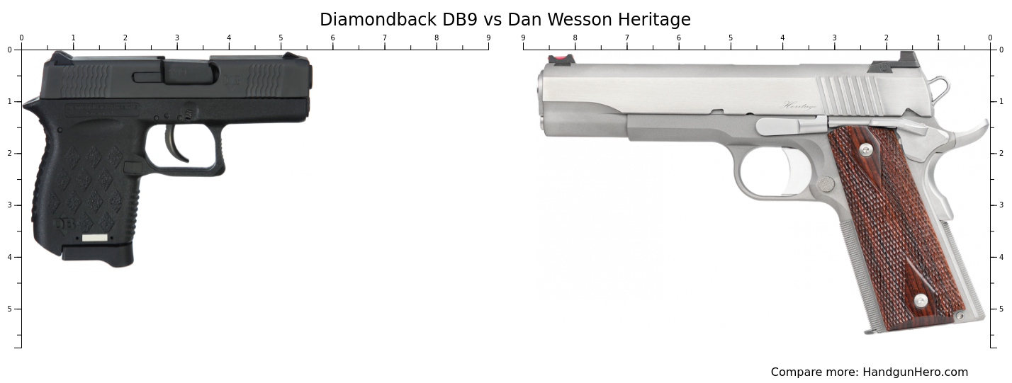 Diamondback DB9 vs Dan Wesson Heritage size comparison | Handgun Hero