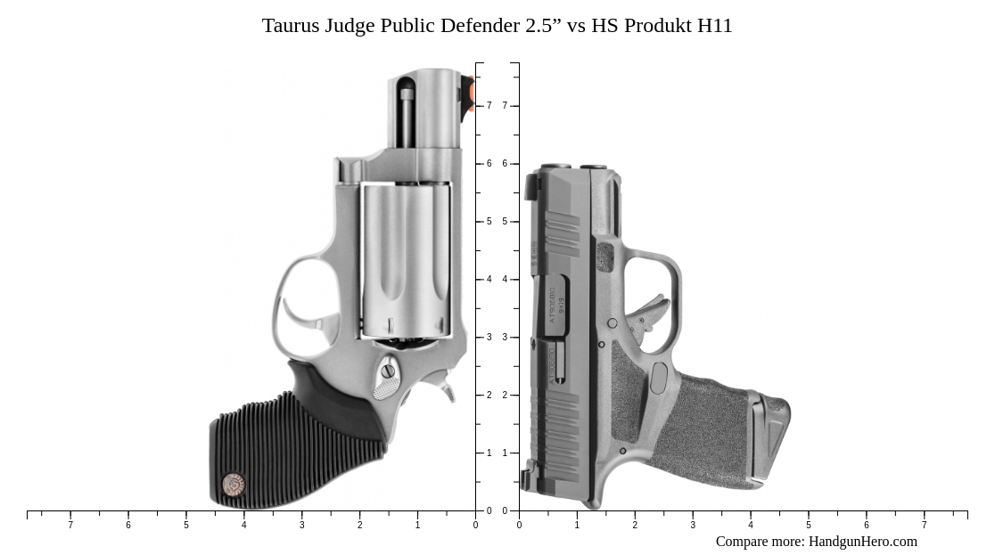 Taurus Judge Public Defender 2.5” vs HS Produkt H11 size comparison ...