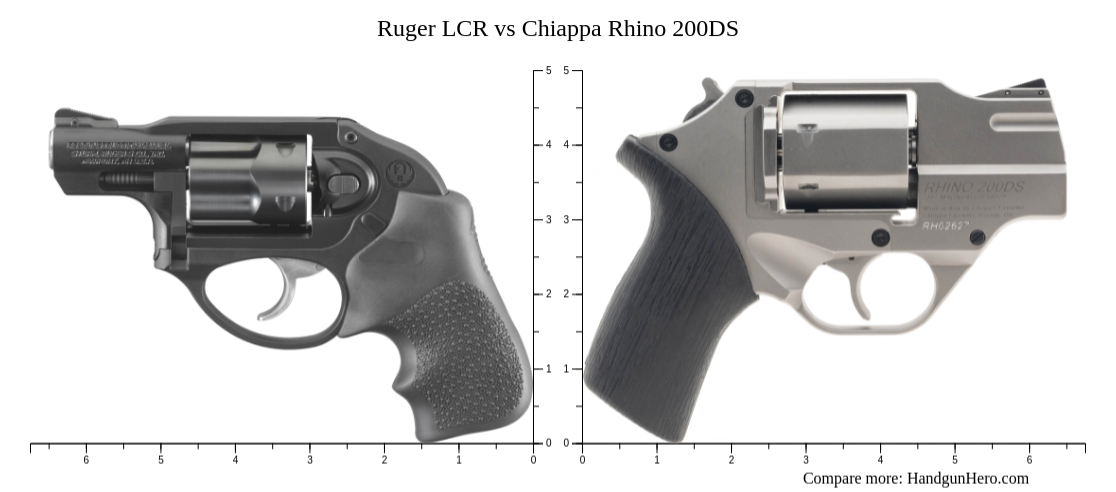Ruger LCR vs Chiappa Rhino 200DS size comparison | Handgun Hero