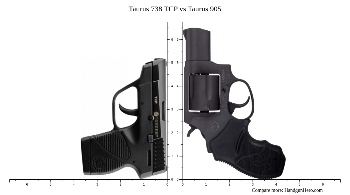 Taurus 738 TCP vs Taurus 905 size comparison | Handgun Hero