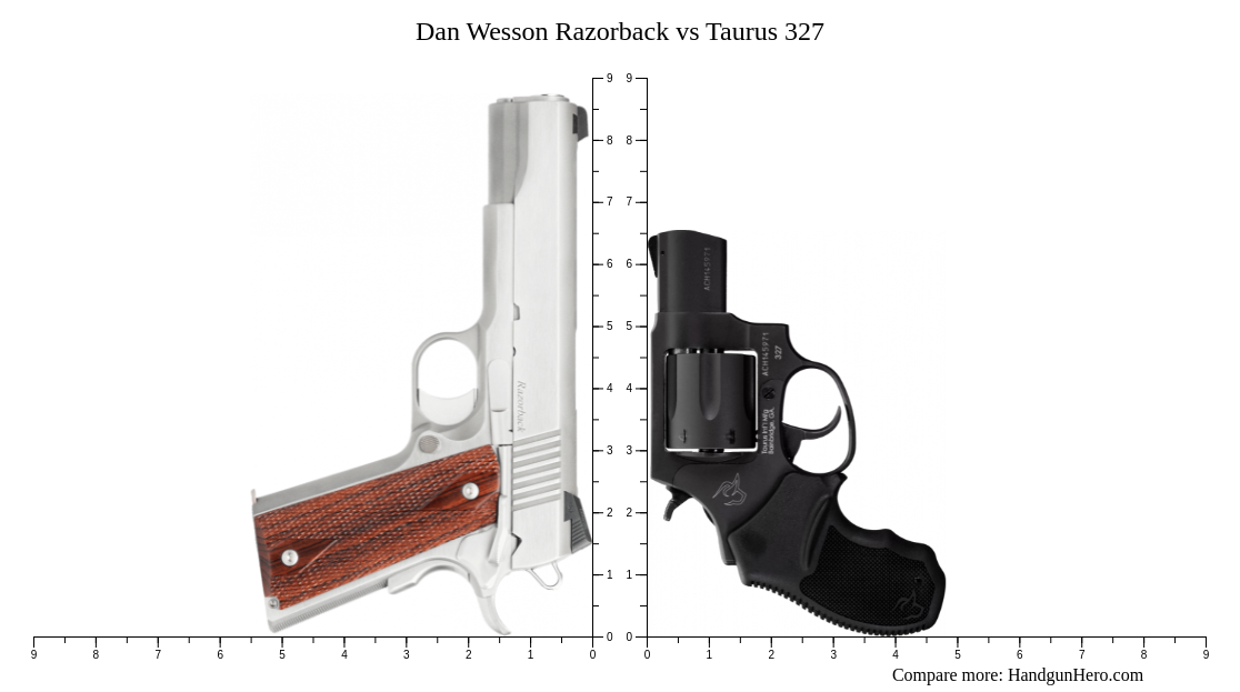 Dan Wesson Razorback vs Taurus 327 size comparison | Handgun Hero