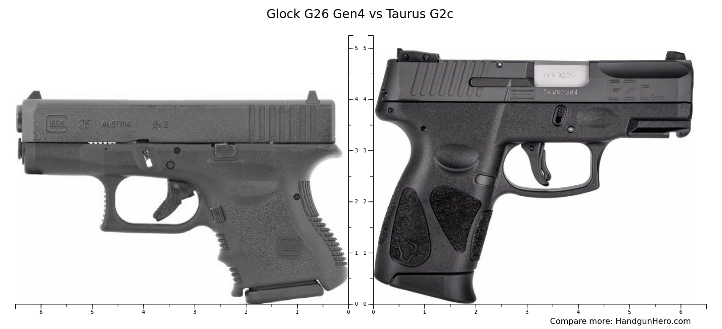 Glock G26 Gen4 vs Taurus G2c size comparison Handgun Hero