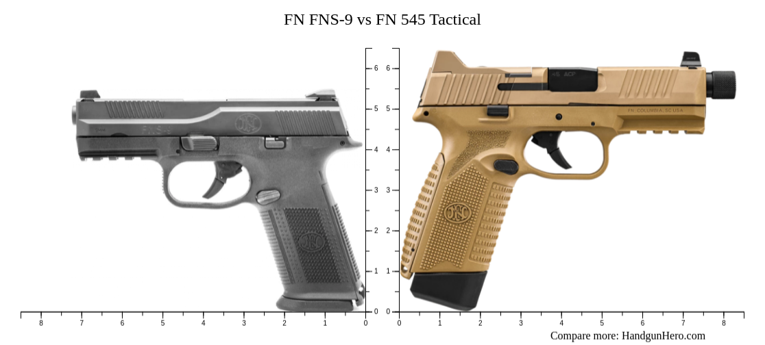 FN FNS-9 vs FN 545 Tactical size comparison | Handgun Hero
