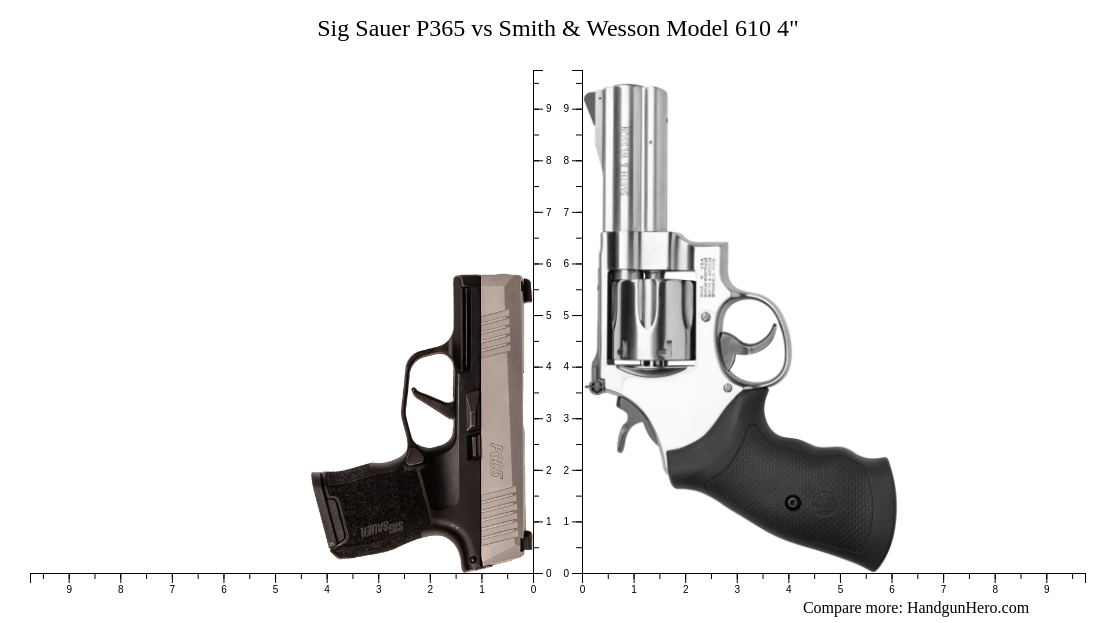 Sig Sauer P365 vs Smith & Wesson Model 610 4" size comparison Handgun