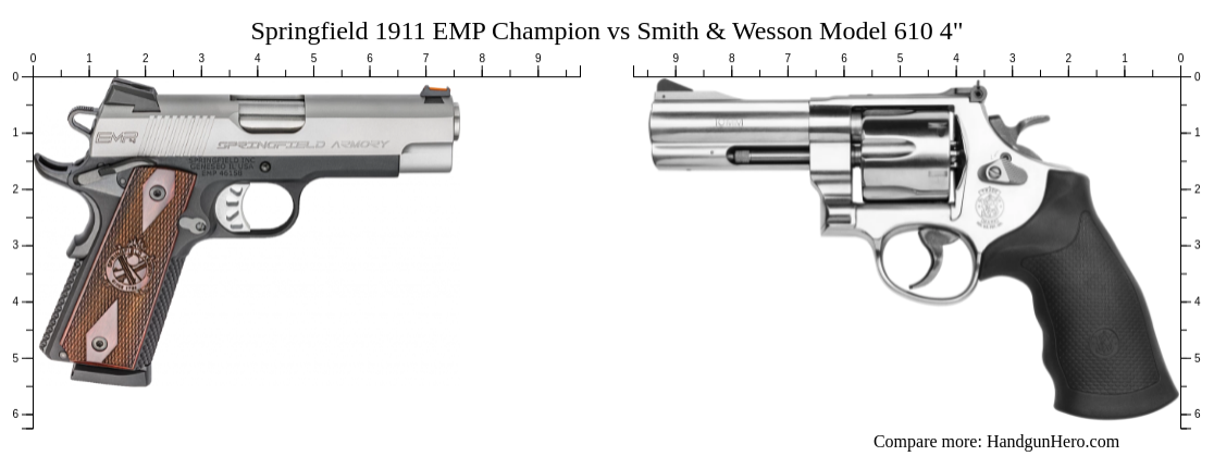 Springfield 1911 Emp Champion Vs Smith And Wesson Model 610 4 Size Comparison Handgun Hero 1710