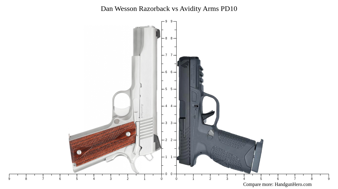 Dan Wesson Razorback vs Avidity Arms PD10 size comparison | Handgun Hero