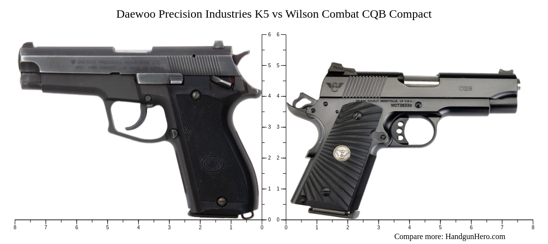 Daewoo Precision Industries K5 vs Wilson Combat CQB Compact size ...