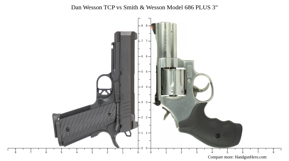 Dan Wesson TCP vs Smith & Wesson Model 686 PLUS 3" size comparison ...
