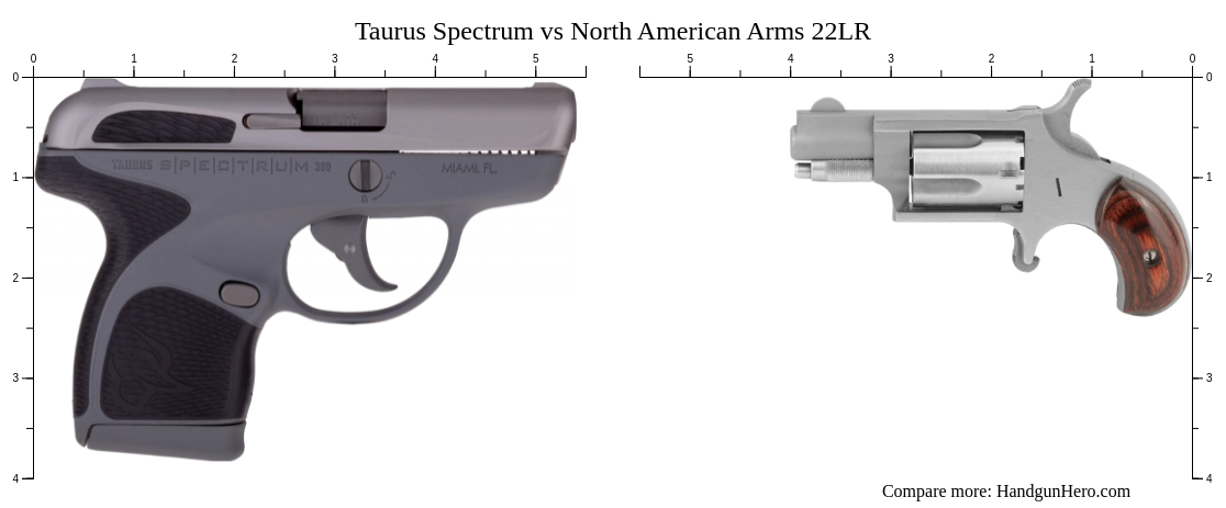 Taurus Spectrum vs North American Arms 22LR size comparison | Handgun Hero