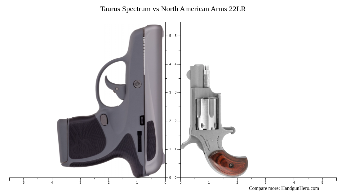 Taurus Spectrum vs North American Arms 22LR size comparison | Handgun Hero